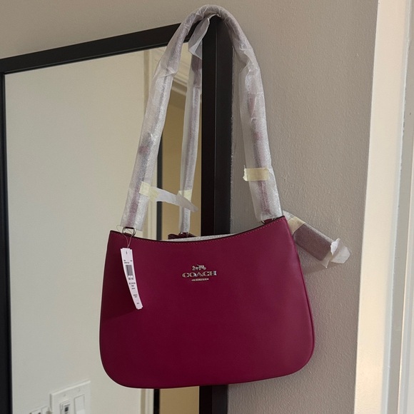 Coach Fuchsia Leather Shoulder Bag - Picture 2 of 5